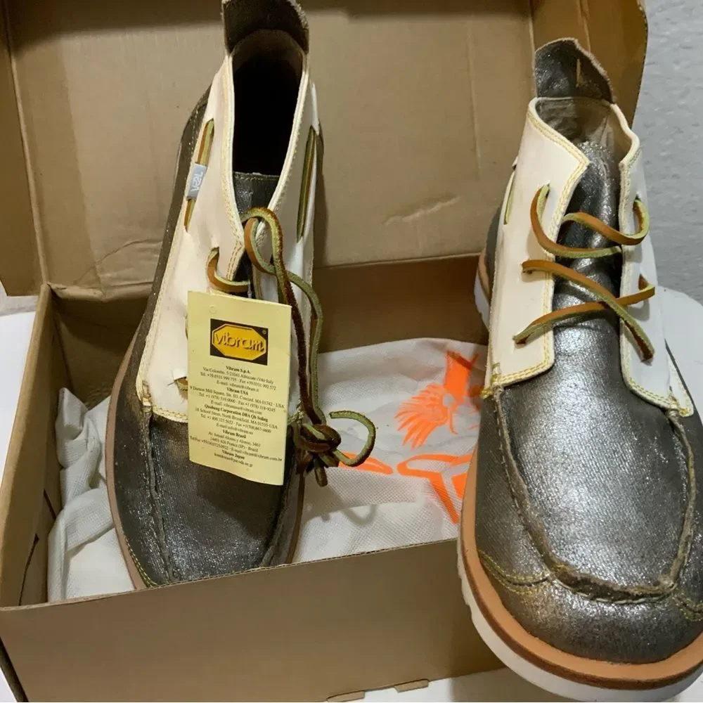 Vintage VAEL Deckard Mid Canvas Shoe Mens Size 9 Silver Vibram Boat Yacht